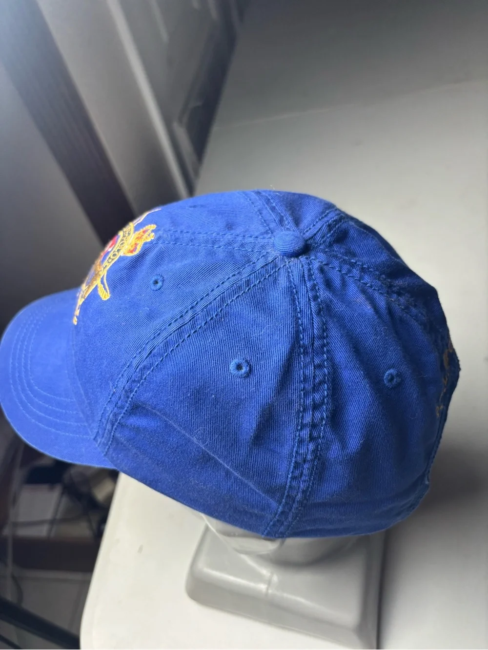 VTG Polo Ralph Lauren PRL Club Royal Blue Equestrian Crest Denim Cap Hat